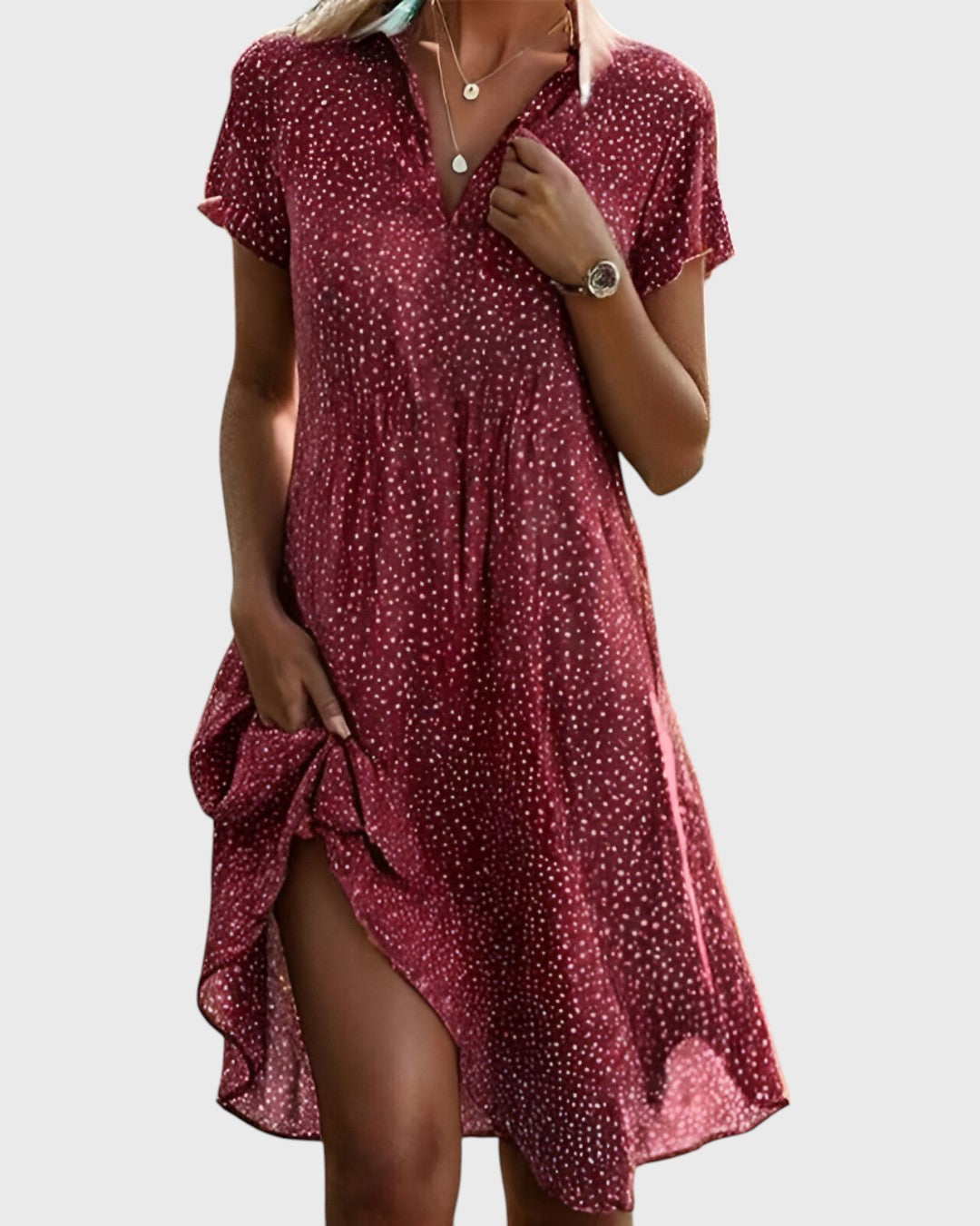 Sandra | Vestido Midi Fluido de Lunares
