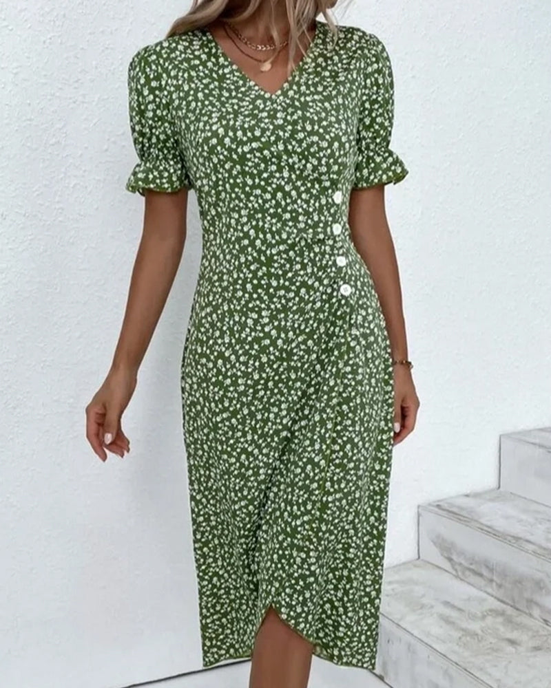 Mónica | Vestido Midi Cómodo y Elegante con Estampado Floral