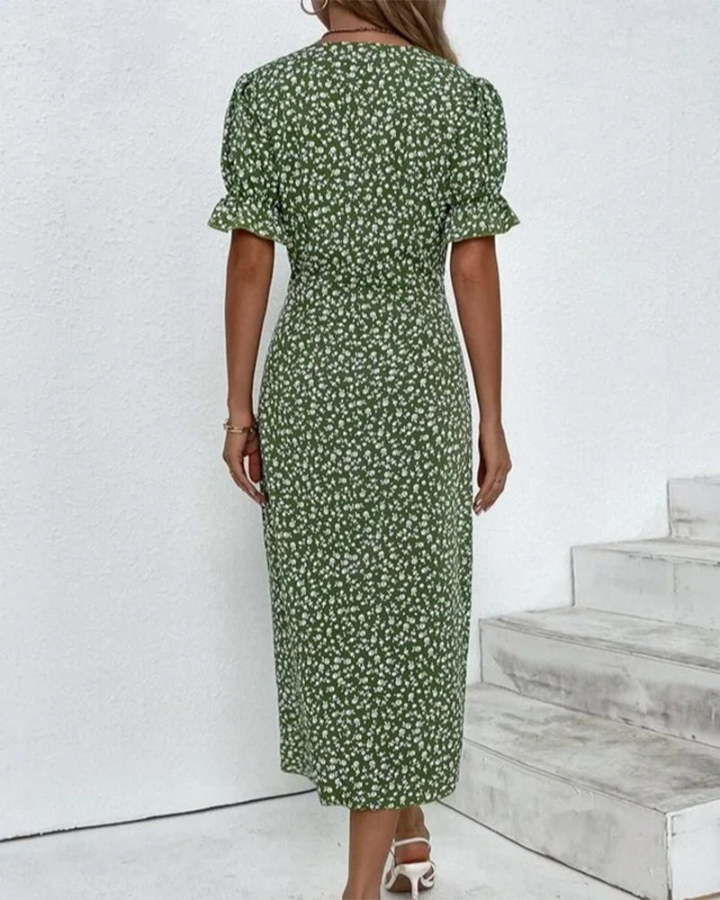 Mónica | Vestido Midi Cómodo y Elegante con Estampado Floral