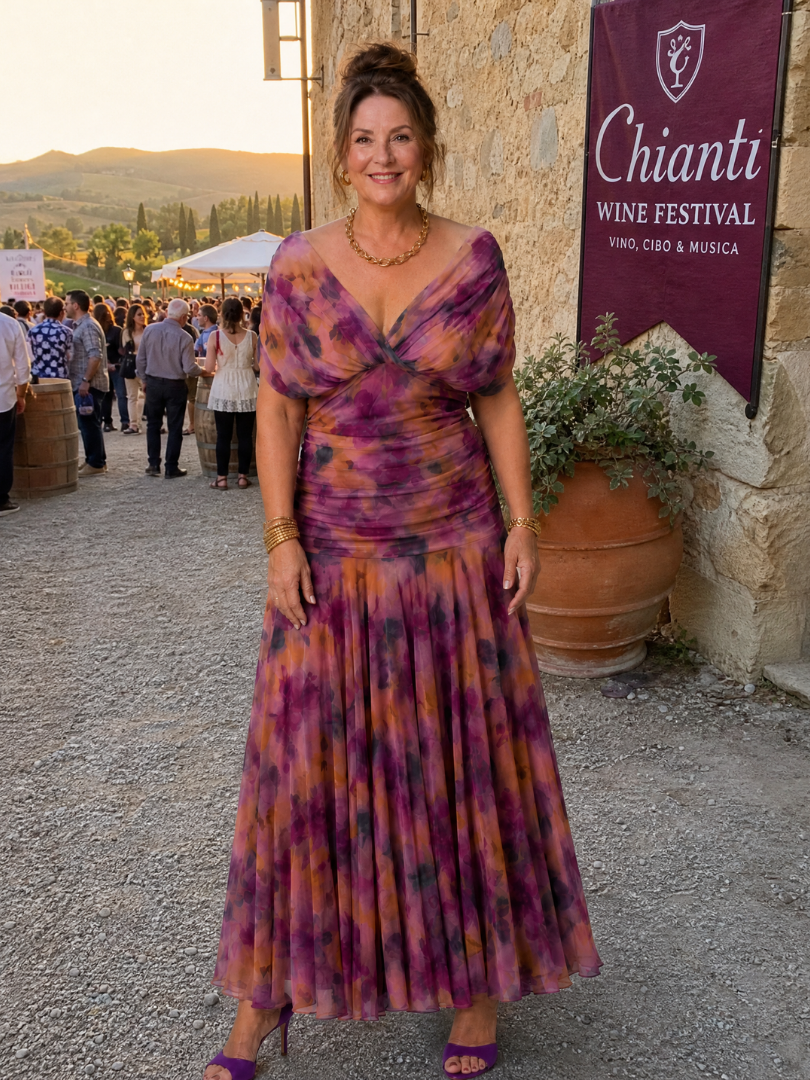 Clara | Vestido Midi Fluido con Hombros Descubiertos