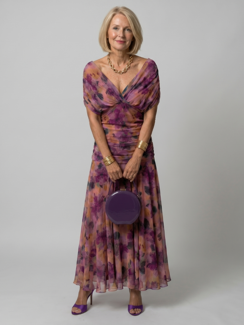 Clara | Vestido Midi Fluido con Hombros Descubiertos