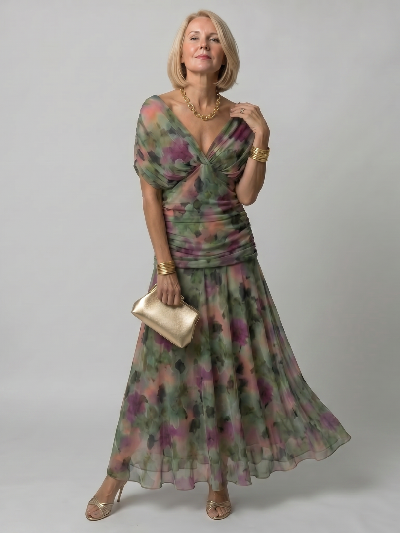 Clara | Vestido Midi Fluido con Hombros Descubiertos