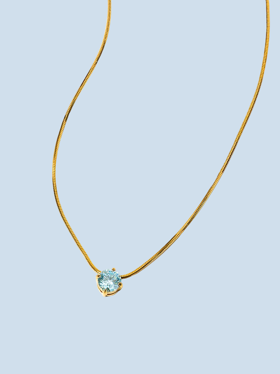 VALERIA | COLLAR CON CRISTAL AZUL.