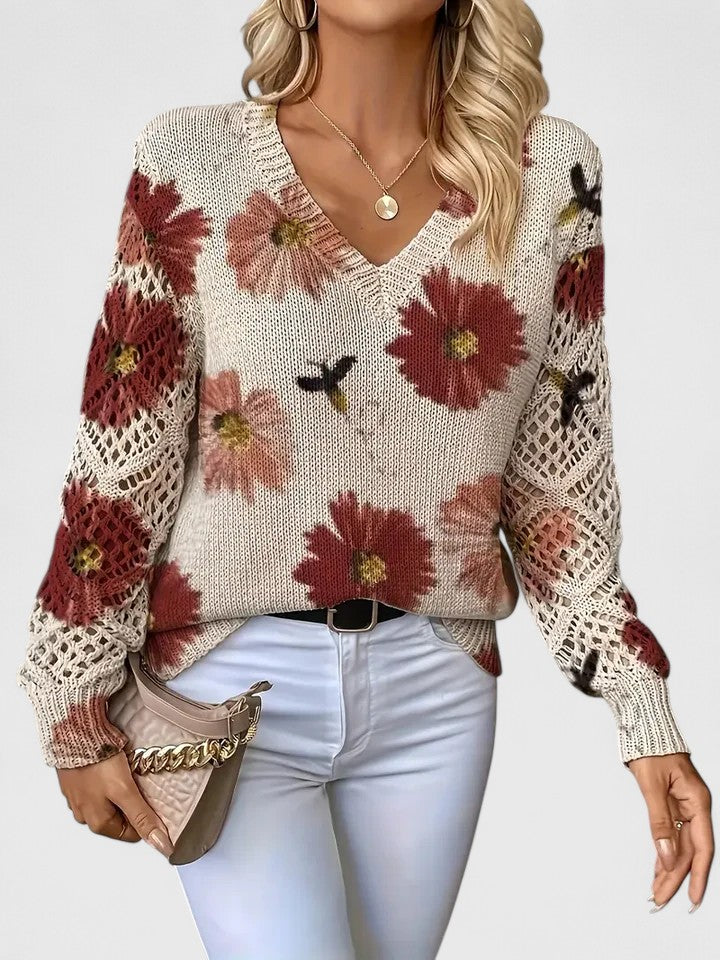 Elvira | Suéter Ligero de Punto con Estampado Floral