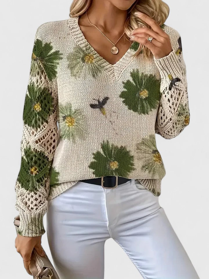 Elvira | Suéter Ligero de Punto con Estampado Floral