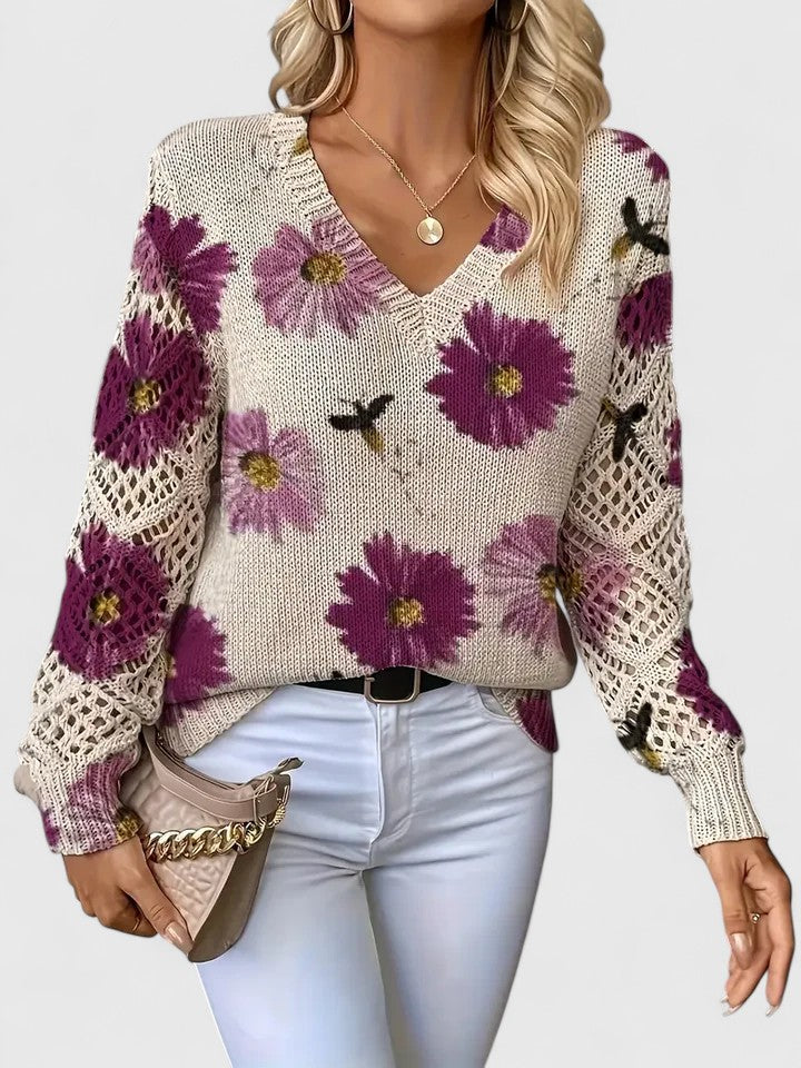 Elvira | Suéter Ligero de Punto con Estampado Floral