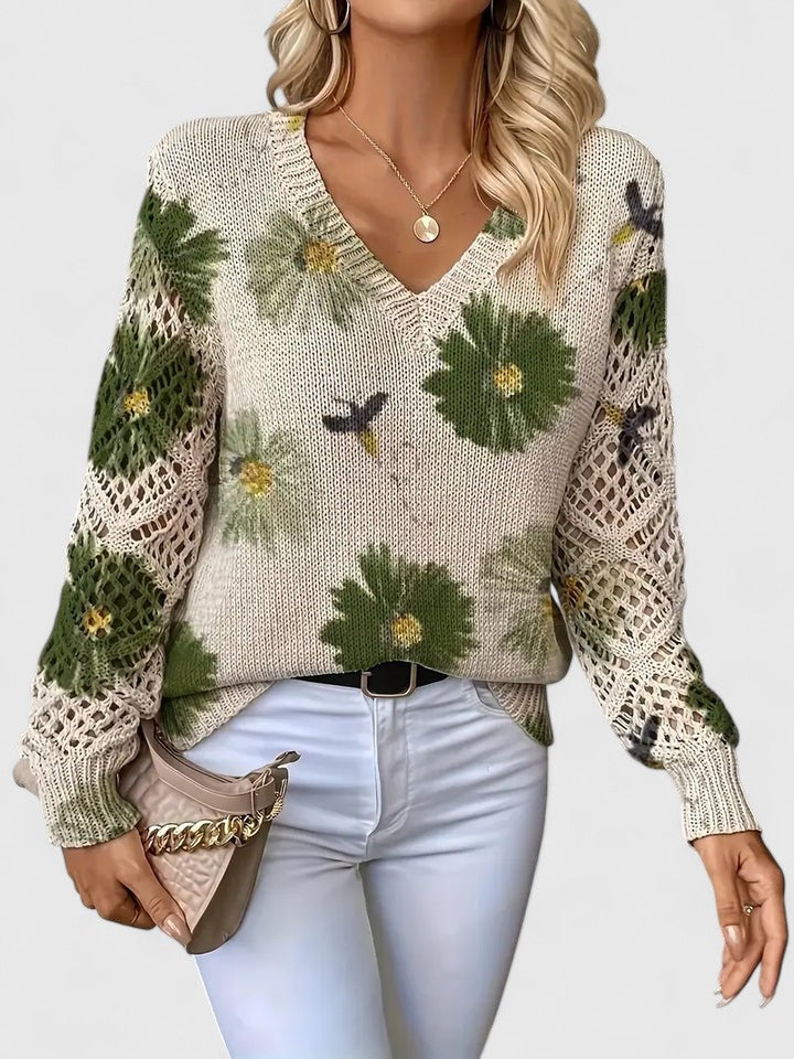 Elvira | Suéter Ligero de Punto con Estampado Floral