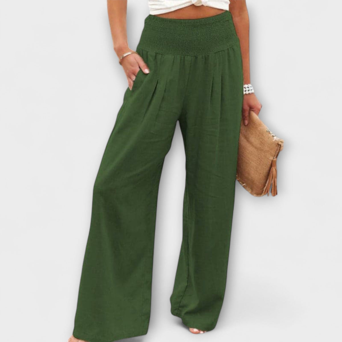 Esperanza | Pantalones de Pierna Ancha con Cintura Fruncida
