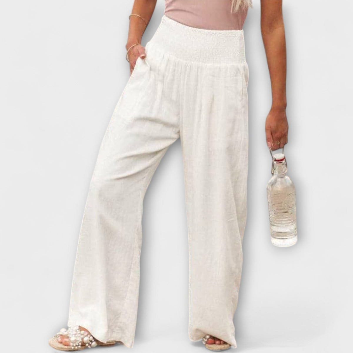 Esperanza | Pantalones de Pierna Ancha con Cintura Fruncida