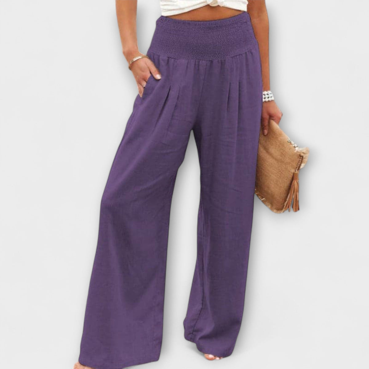 Esperanza | Pantalones de Pierna Ancha con Cintura Fruncida