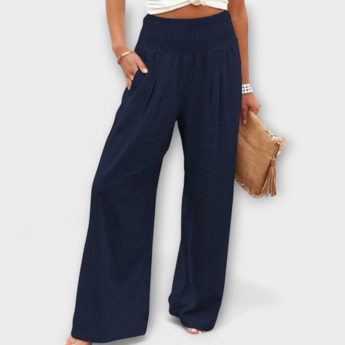 Esperanza | Pantalones de Pierna Ancha con Cintura Fruncida