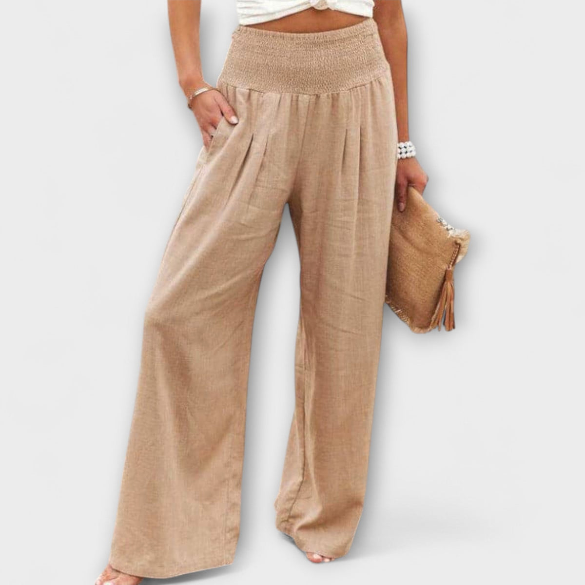 Esperanza | Pantalones de Pierna Ancha con Cintura Fruncida