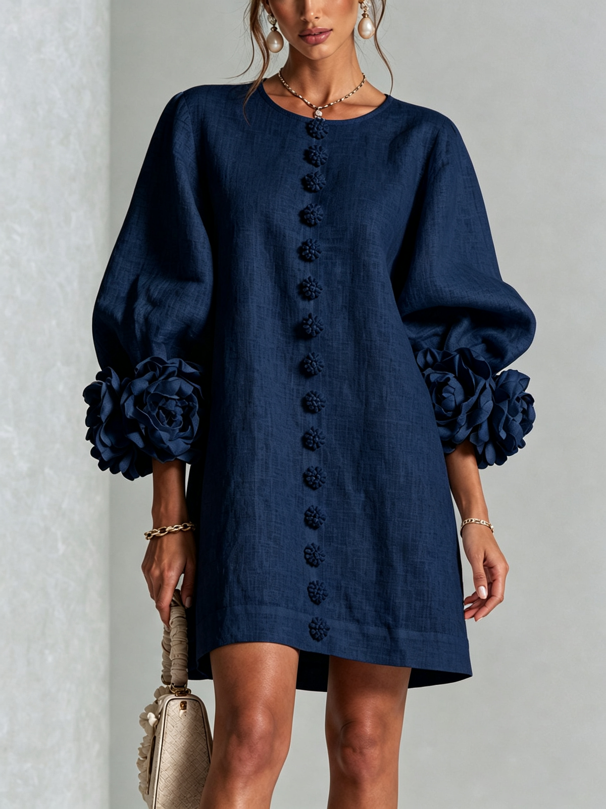 Alba | Mini vestido con botones y mangas florales