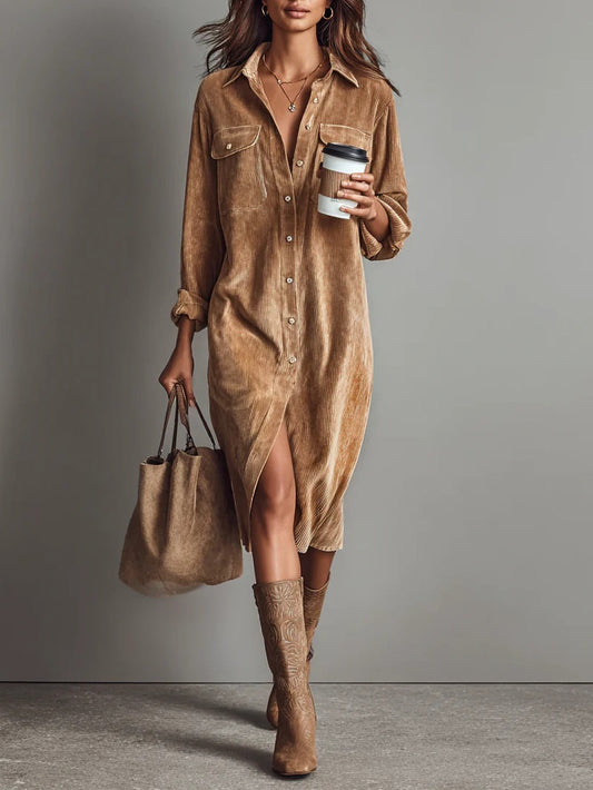 Patricia | Vestido Midi Holgado de Pana