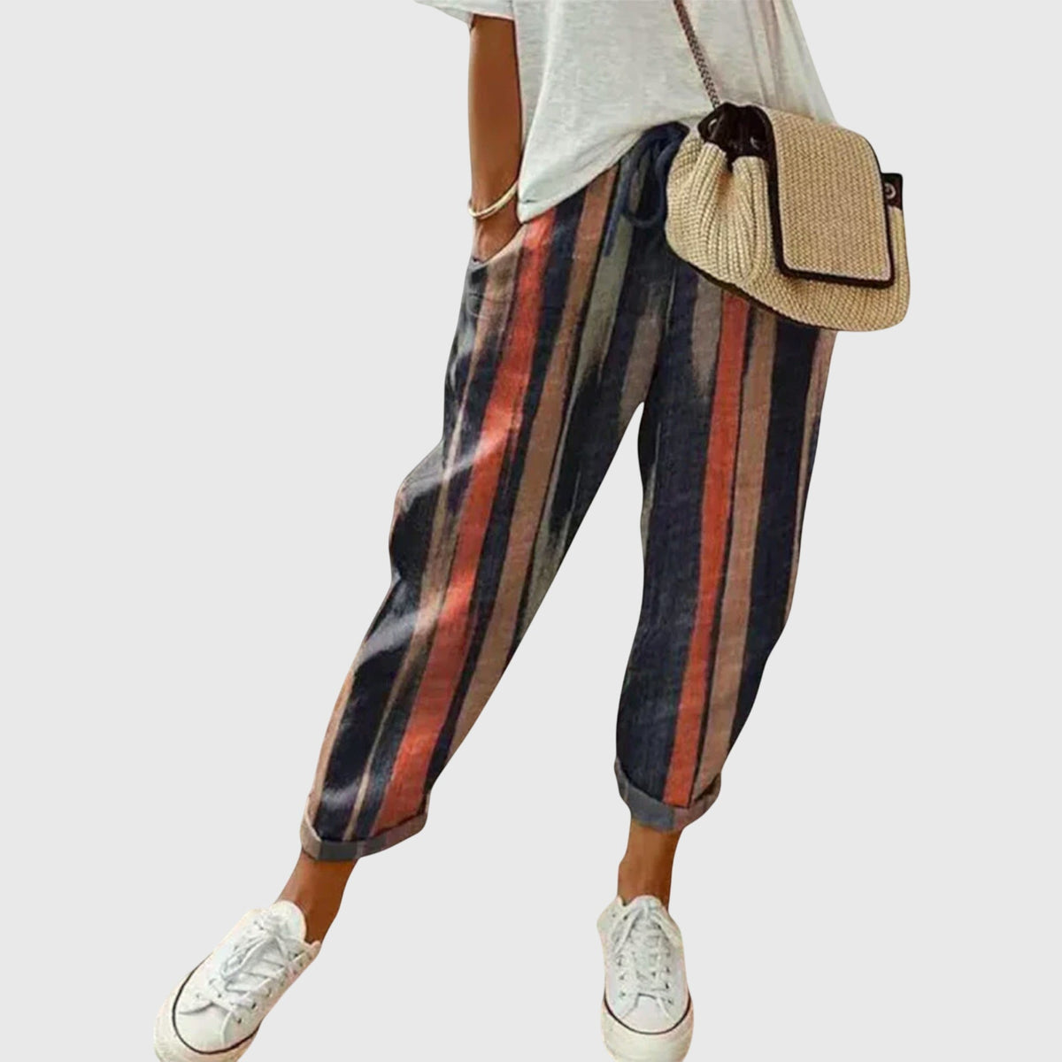 Pepa | Pantalones Holgados de Rayas con Cordón