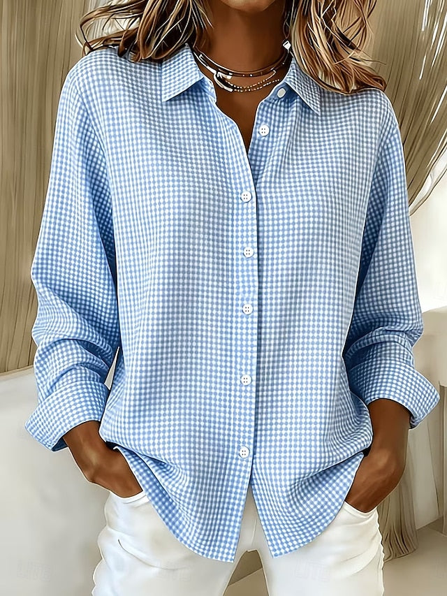 Triana | Blusa Holgada de Cuadros Vichy con Botones