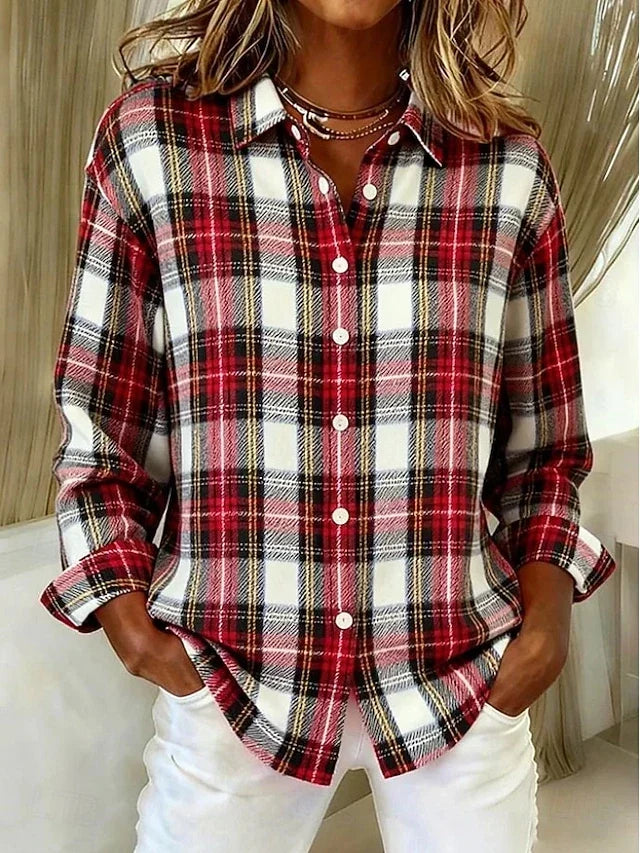 Itziar | Blusa de Cuadros Atemporal con Botones