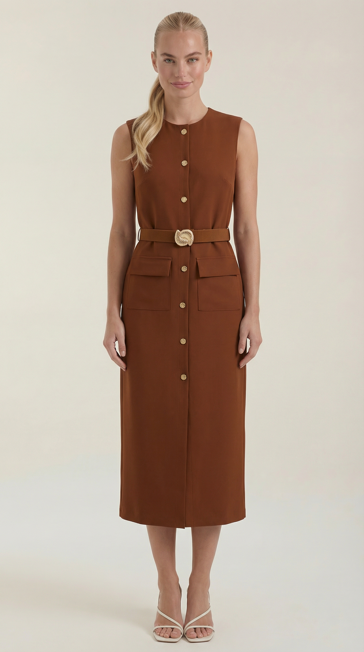 Vestido Midi Arlene con Detalles de Botones