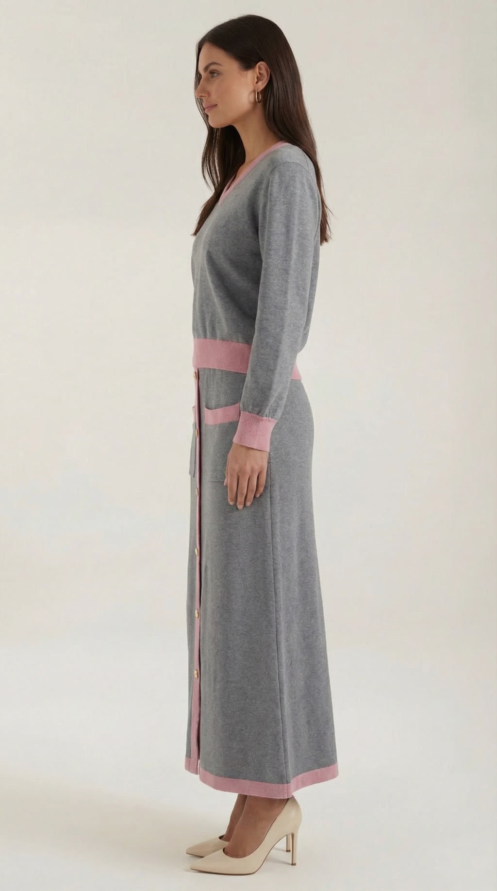 Cheryl | Conjunto de Suéter en V y Falda Midi