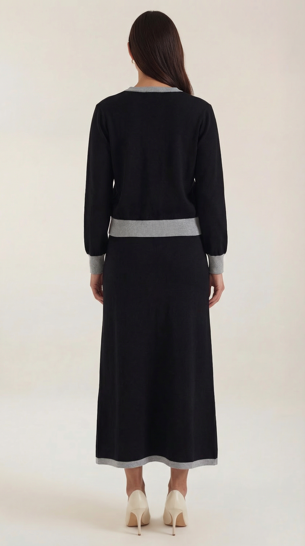 Cheryl | Conjunto de Suéter en V y Falda Midi