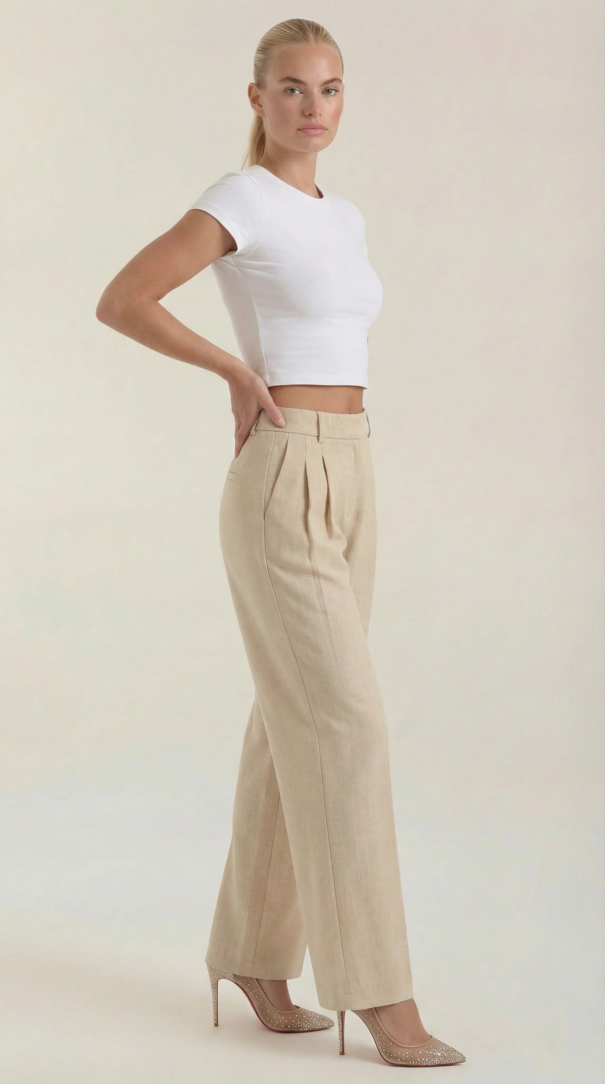 Courtney | Pantalones Plisados de Cintura Alta