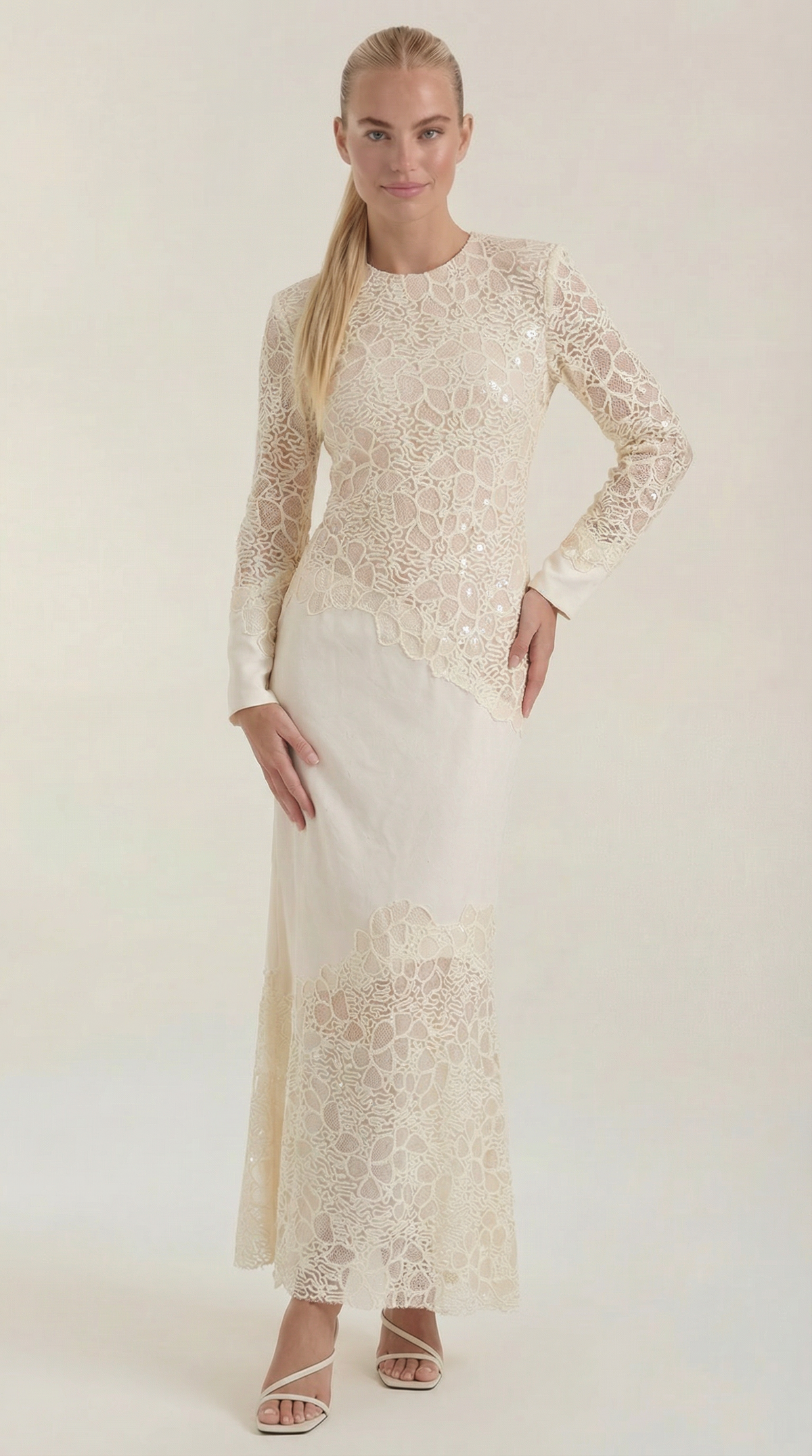 Vestido Maxi Elise con Lentejuelas y Encaje
