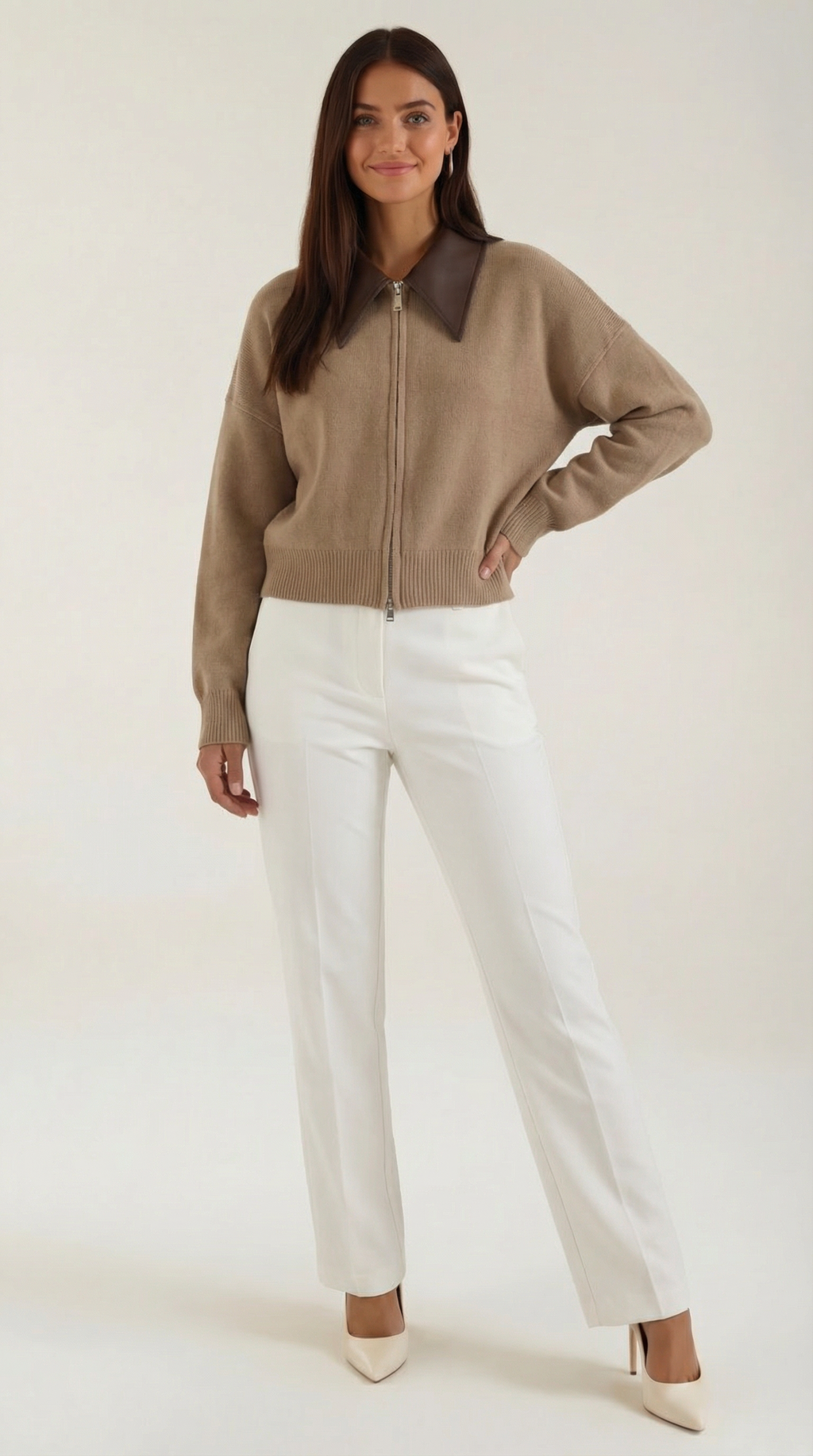 Irene | Chaqueta Corta de Punto con Cuello