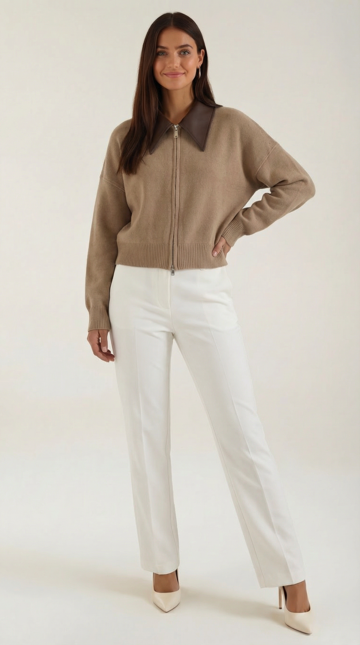 Irene | Chaqueta Corta de Punto con Cuello