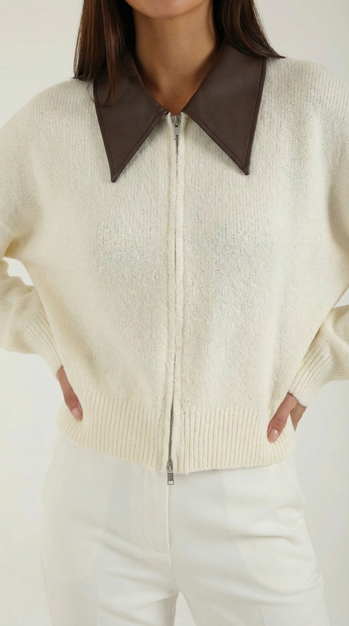 Irene | Chaqueta Corta de Punto con Cuello