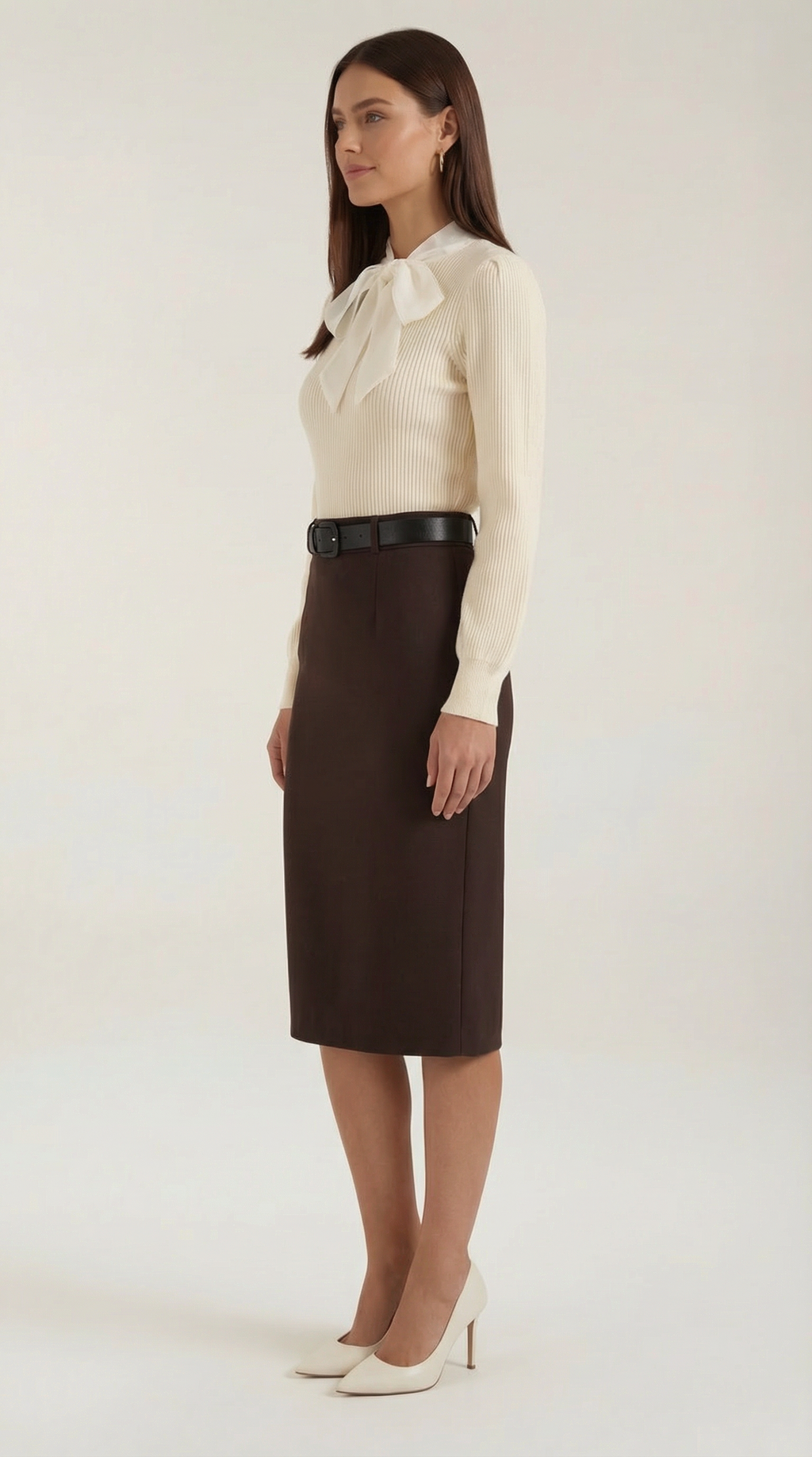 Jacqueline | Suéter de Punto Acanalado con Lazo Decorativo
