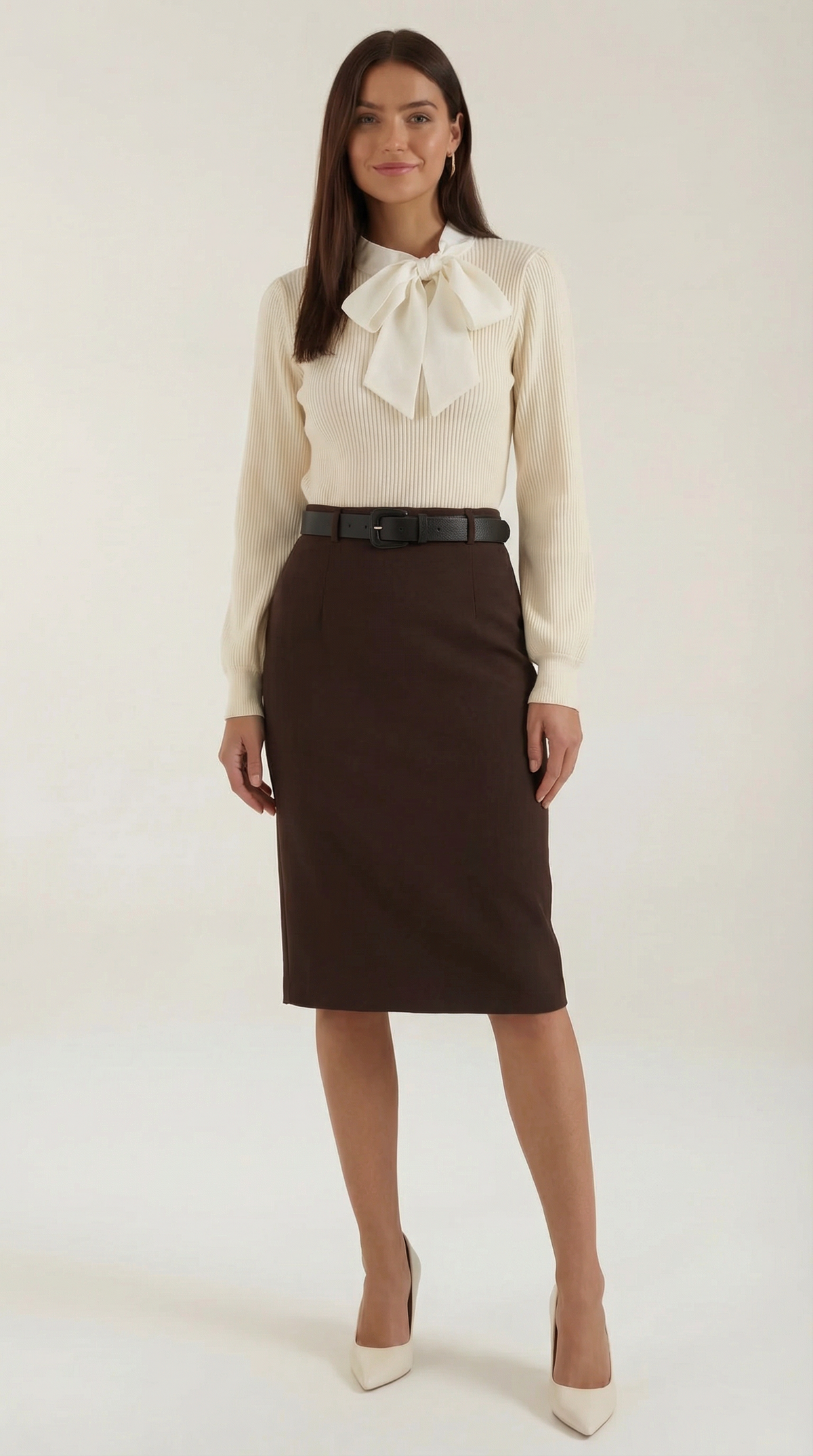 Jacqueline | Suéter de Punto Acanalado con Lazo Decorativo