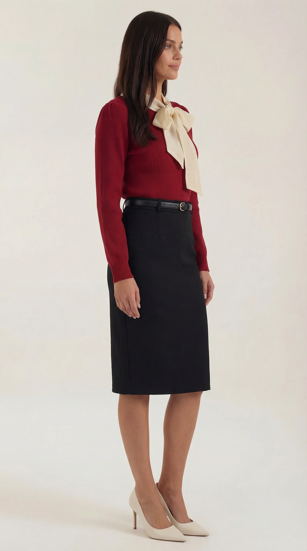 Jacqueline | Suéter de Punto Acanalado con Lazo Decorativo