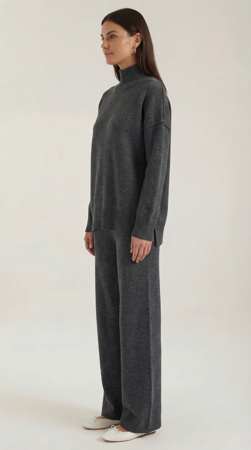 Paloma | Conjunto de Suéter de Cuello Alto de Punto y Pantalones Vaqueros