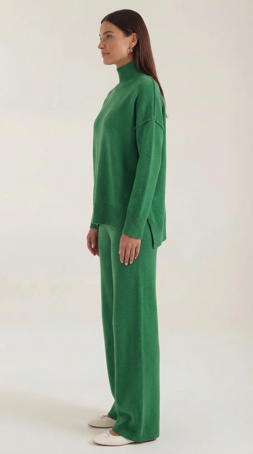 Paloma | Conjunto de Suéter de Cuello Alto de Punto y Pantalones Vaqueros