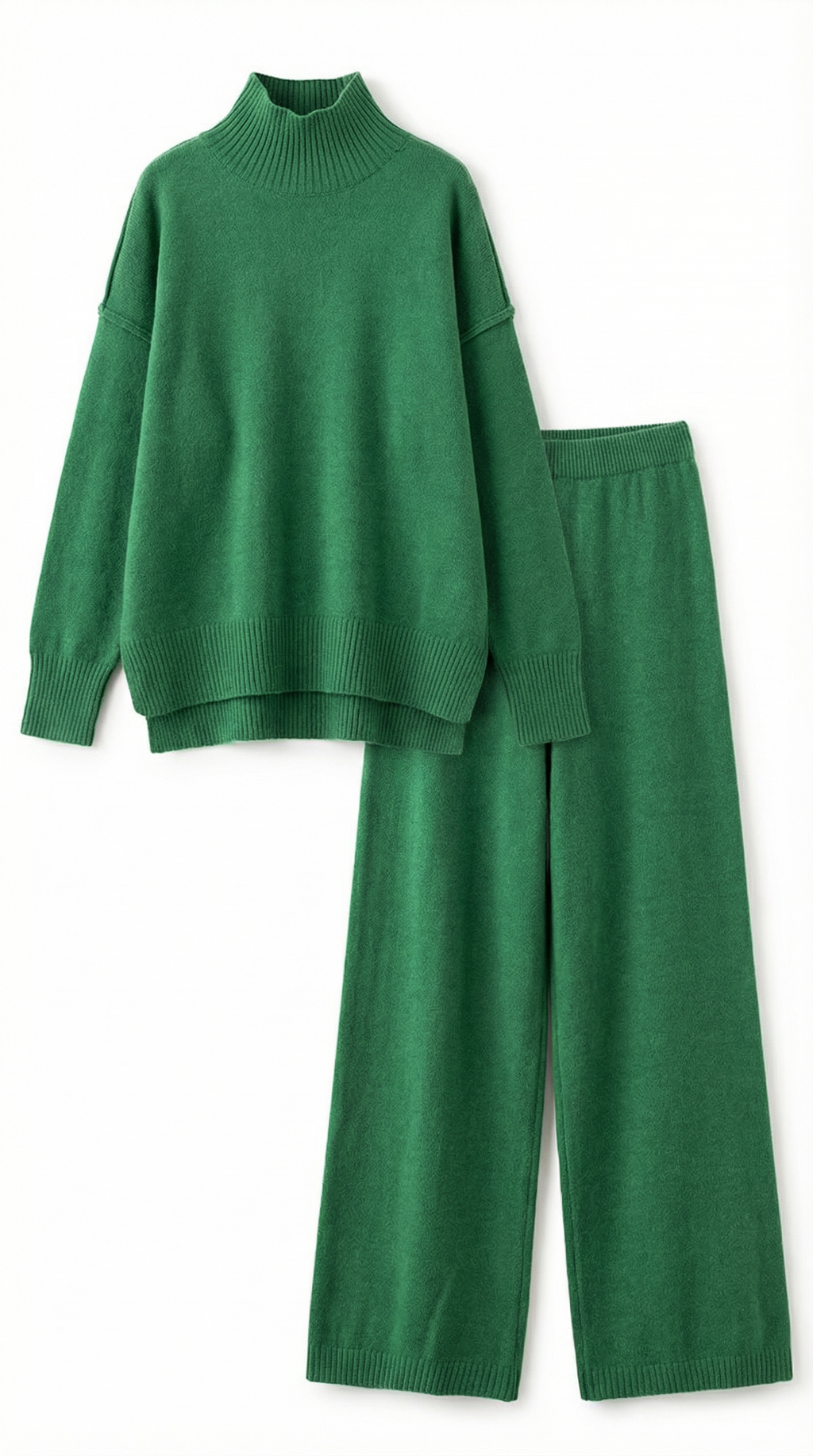 Paloma | Conjunto de Suéter de Cuello Alto de Punto y Pantalones Vaqueros