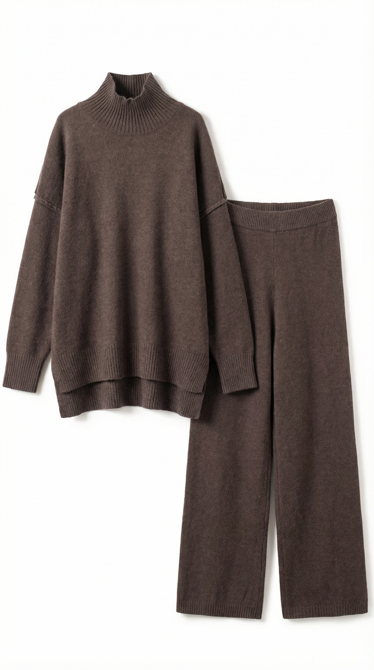 Paloma | Conjunto de Suéter de Cuello Alto de Punto y Pantalones Vaqueros