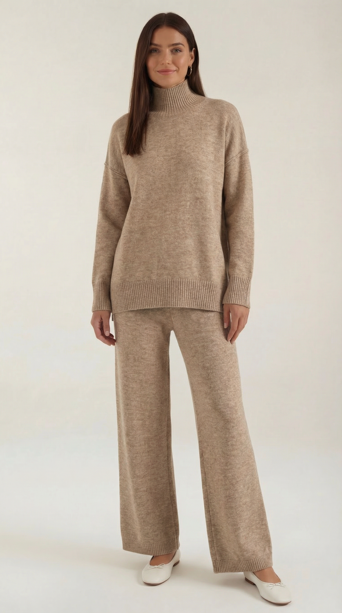 Paloma | Conjunto de Suéter de Cuello Alto de Punto y Pantalones Vaqueros