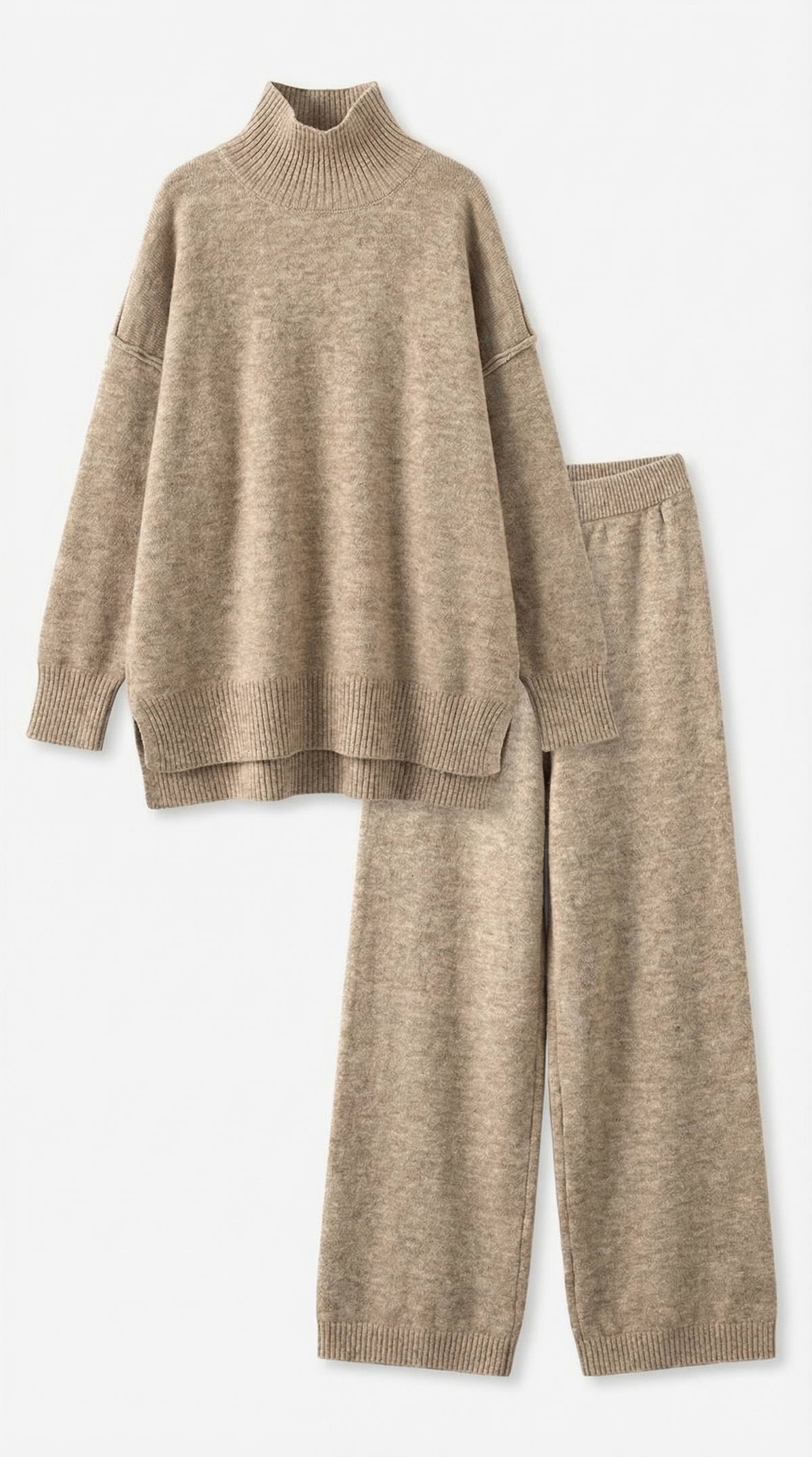 Paloma | Conjunto de Suéter de Cuello Alto de Punto y Pantalones Vaqueros