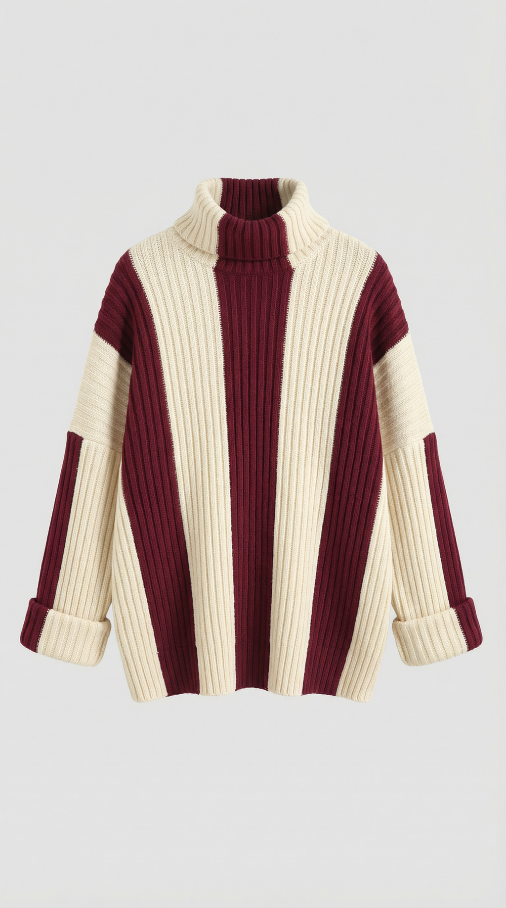 June | Suéter Oversize de Cuello Alto con Rayas