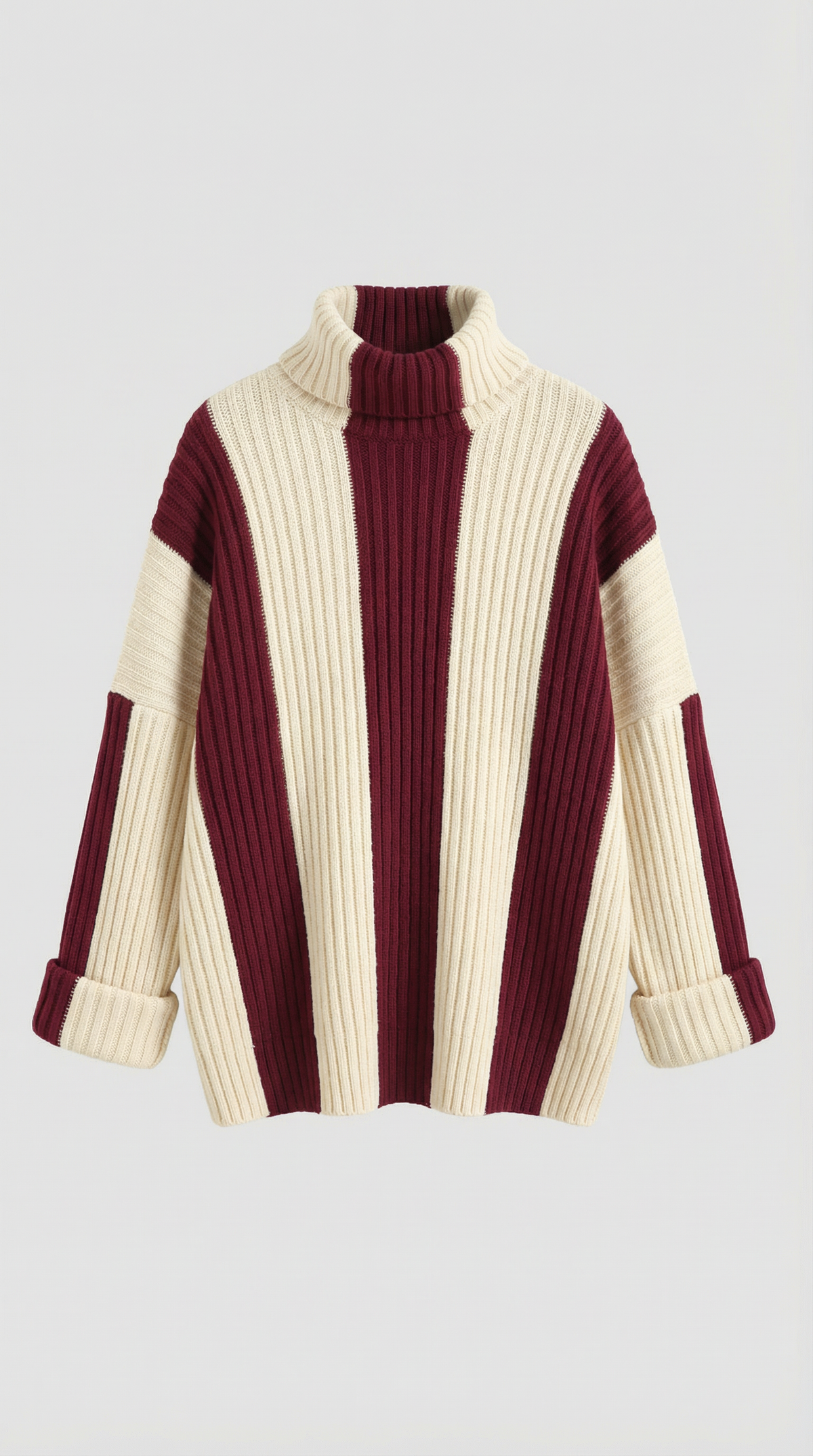 June | Suéter Oversize de Cuello Alto con Rayas