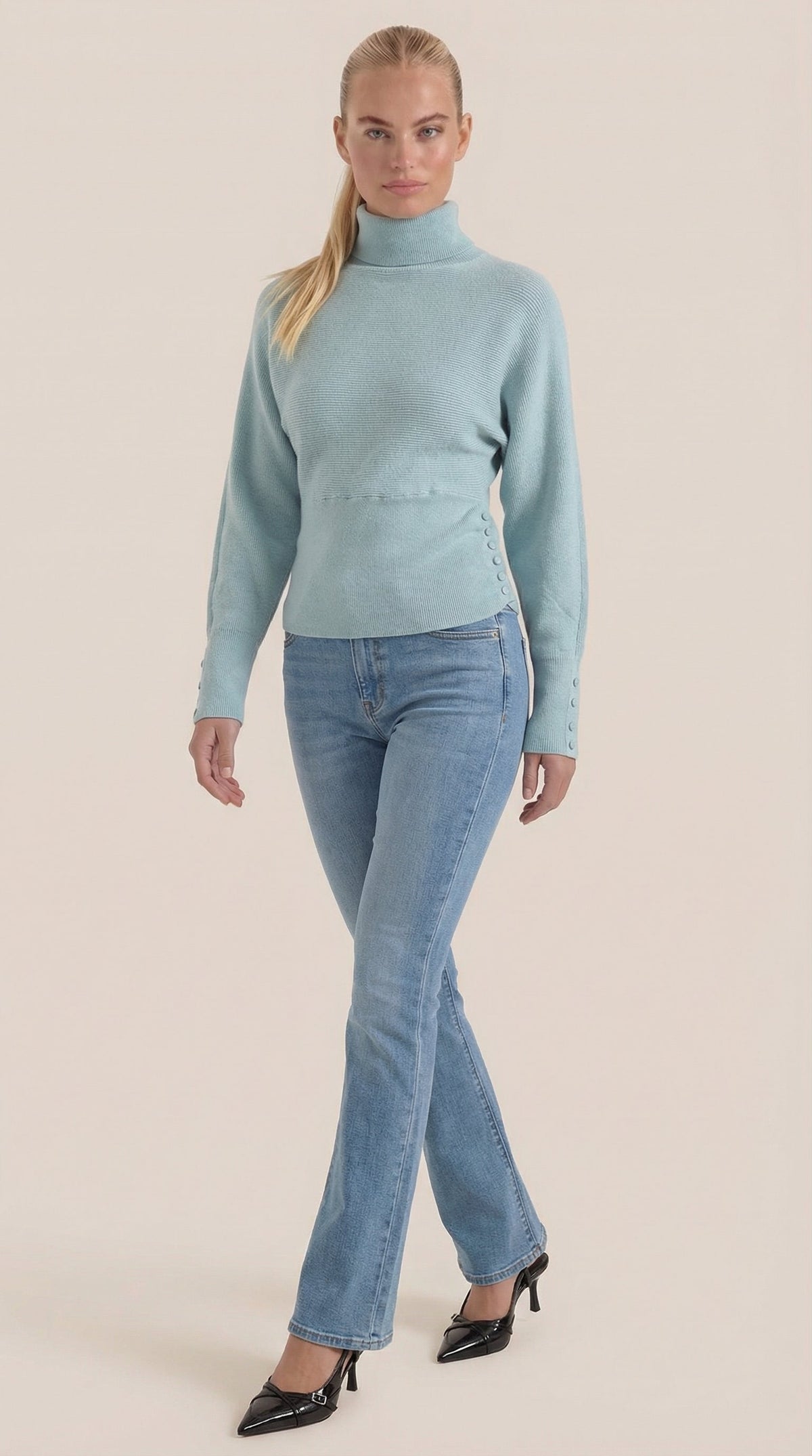 Leticia | Suéter de Cuello Alto con Textura Acanalada