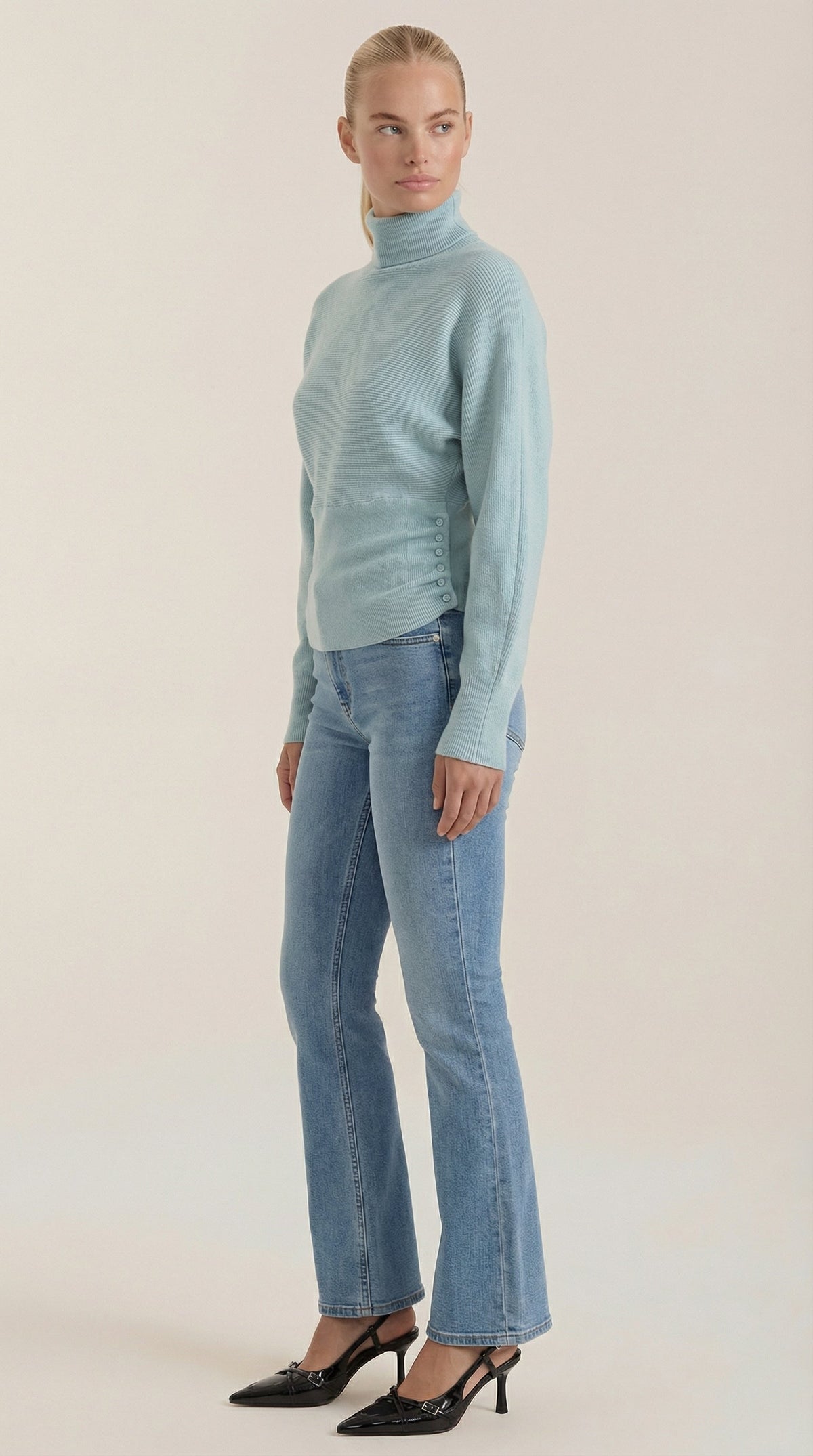 Leticia | Suéter de Cuello Alto con Textura Acanalada