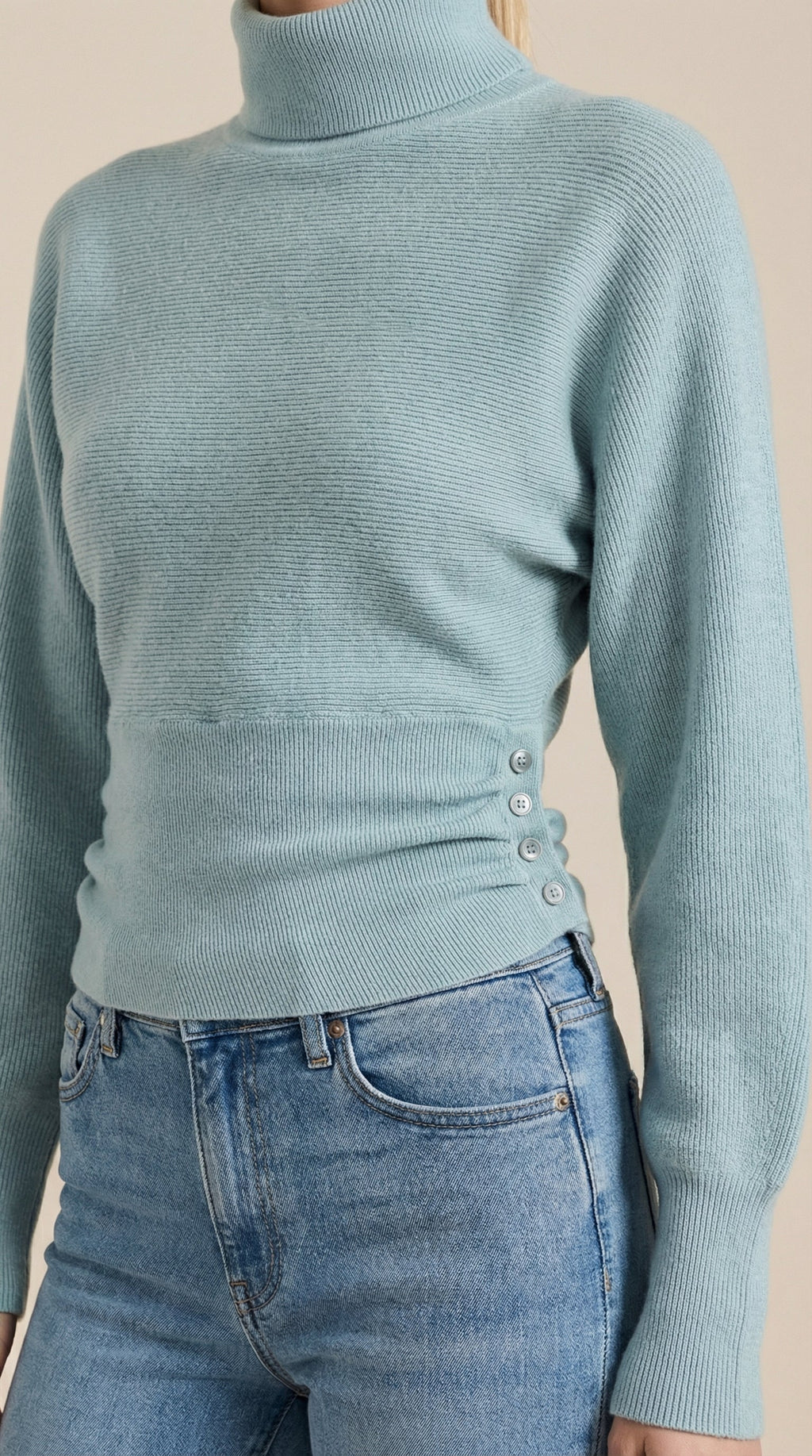 Leticia | Suéter de Cuello Alto con Textura Acanalada