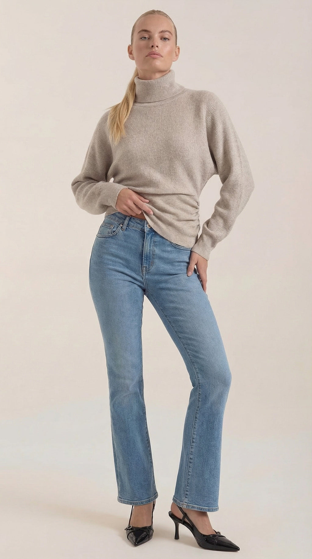Leticia | Suéter de Cuello Alto con Textura Acanalada