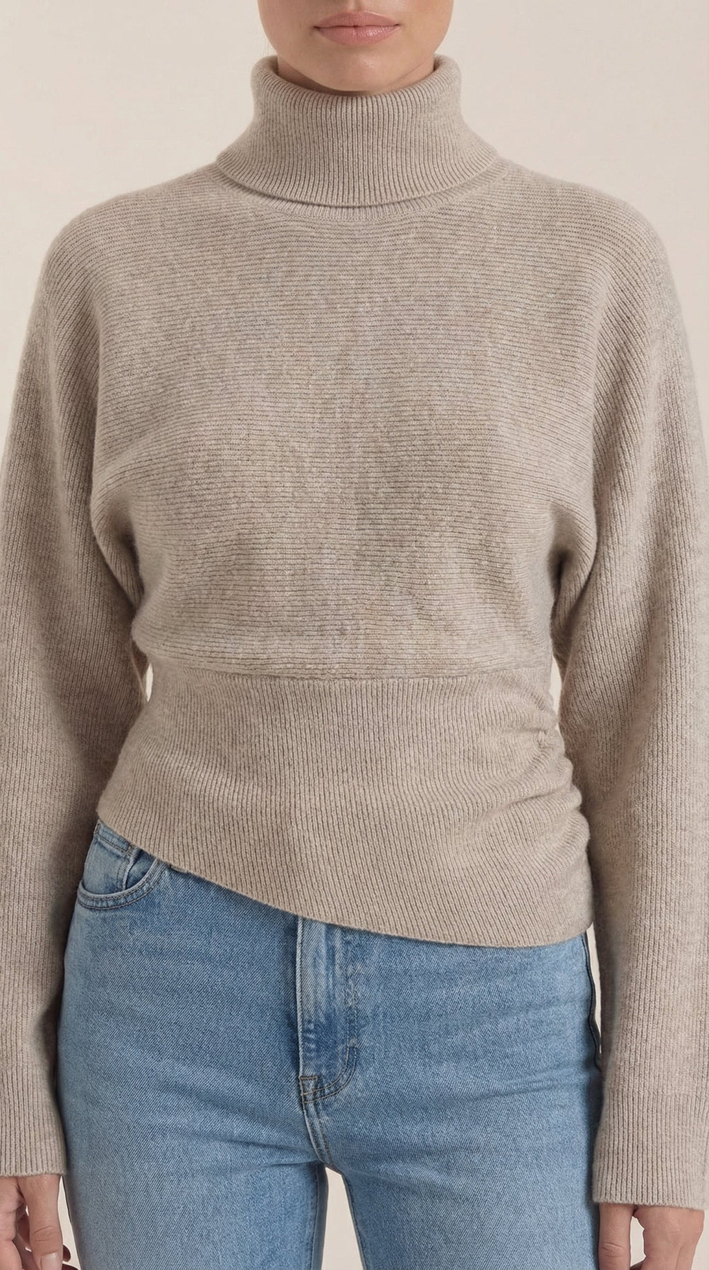 Leticia | Suéter de Cuello Alto con Textura Acanalada