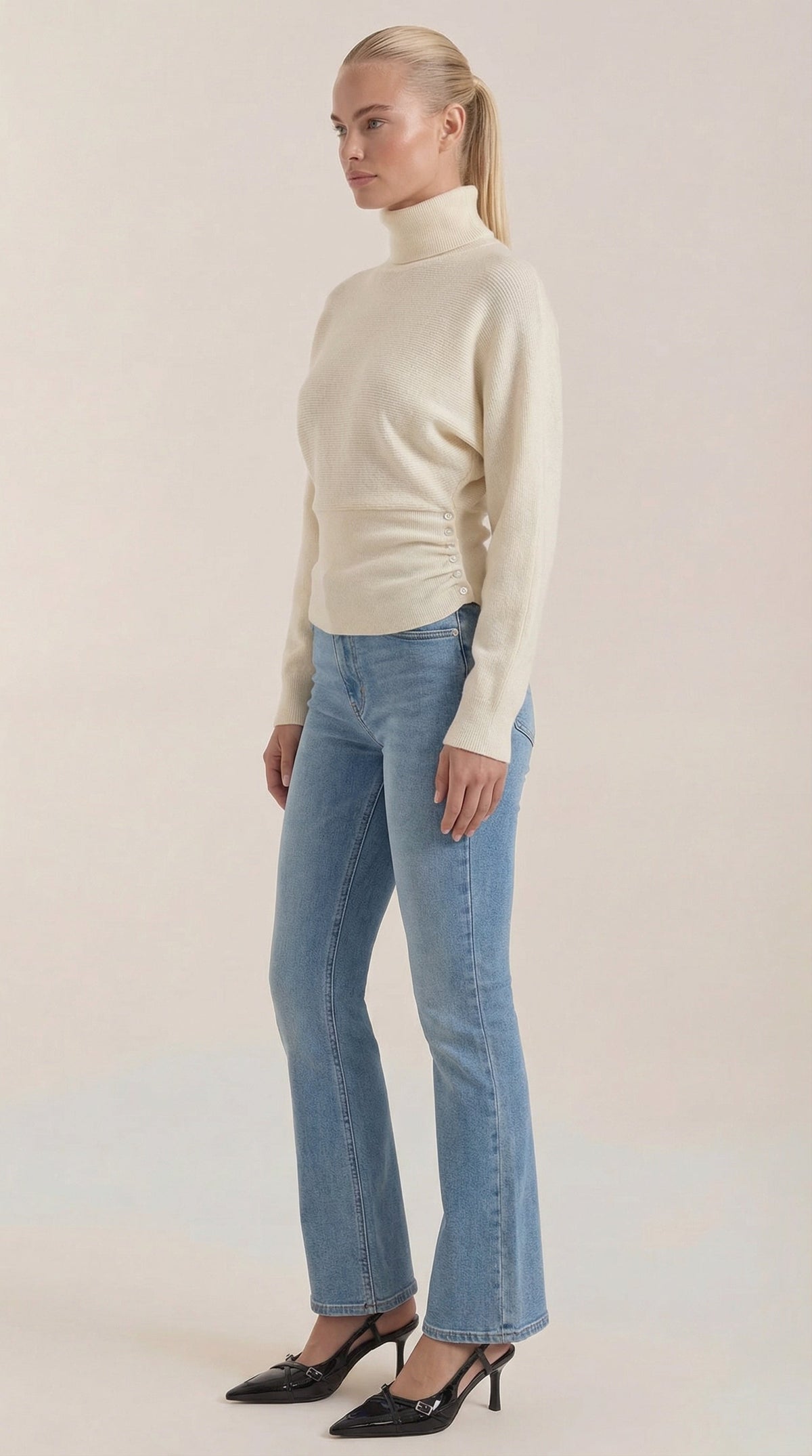 Leticia | Suéter de Cuello Alto con Textura Acanalada