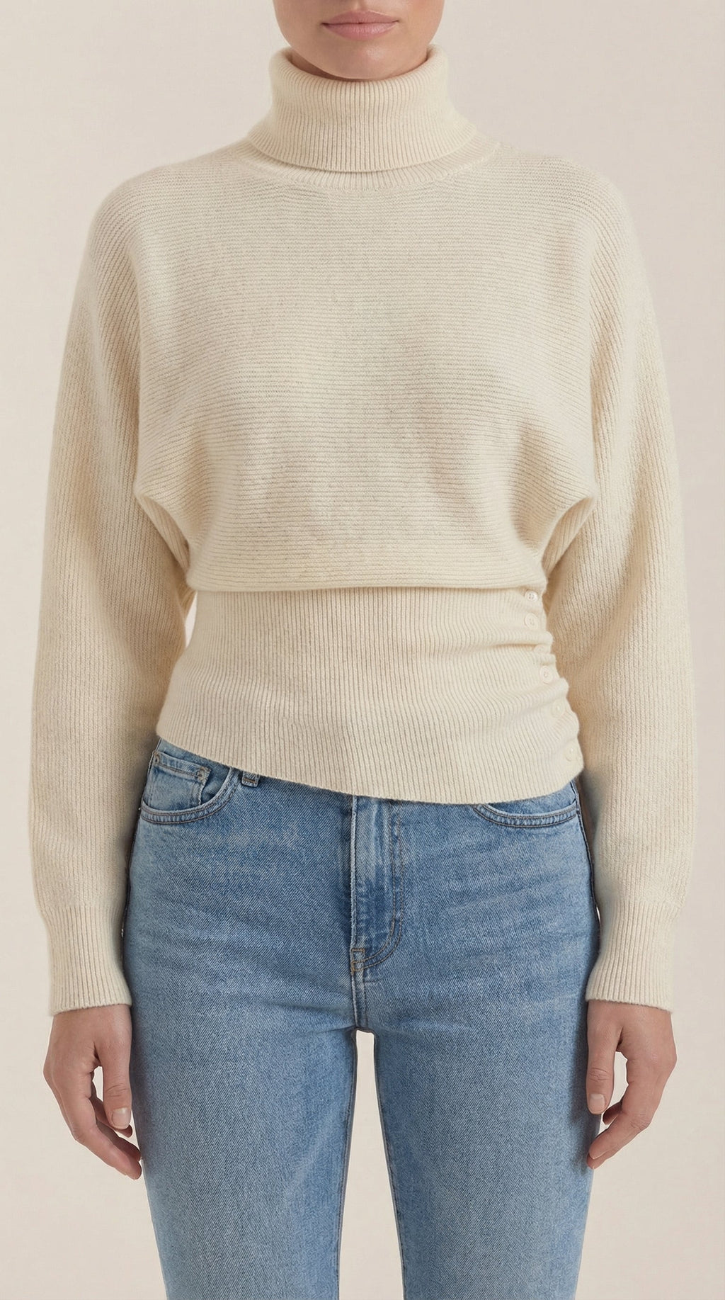 Leticia | Suéter de Cuello Alto con Textura Acanalada