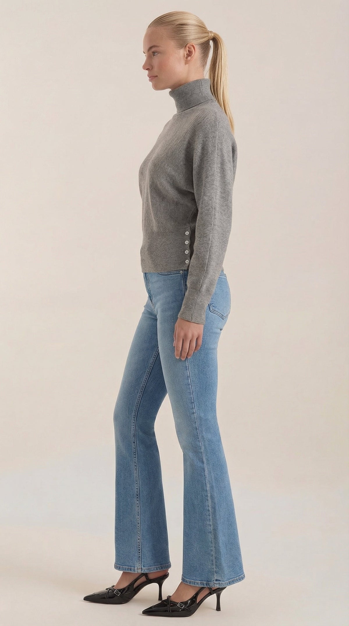Leticia | Suéter de Cuello Alto con Textura Acanalada