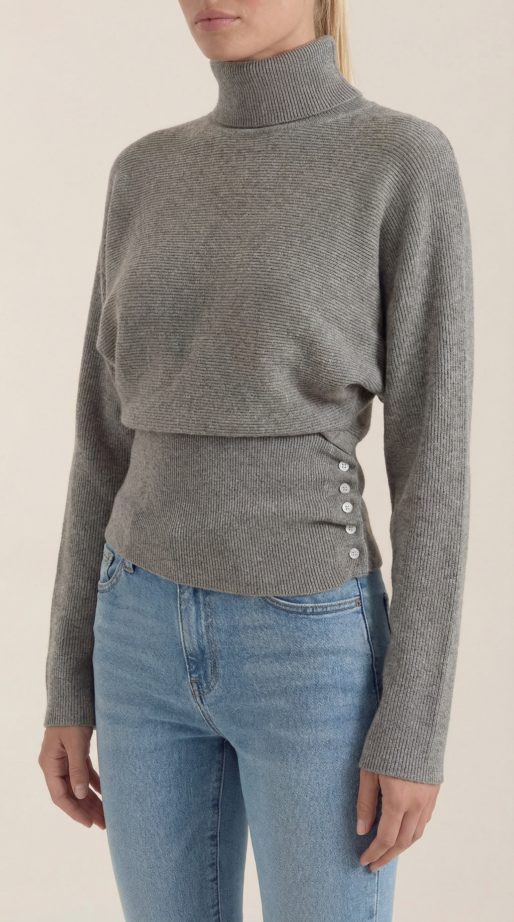 Leticia | Suéter de Cuello Alto con Textura Acanalada