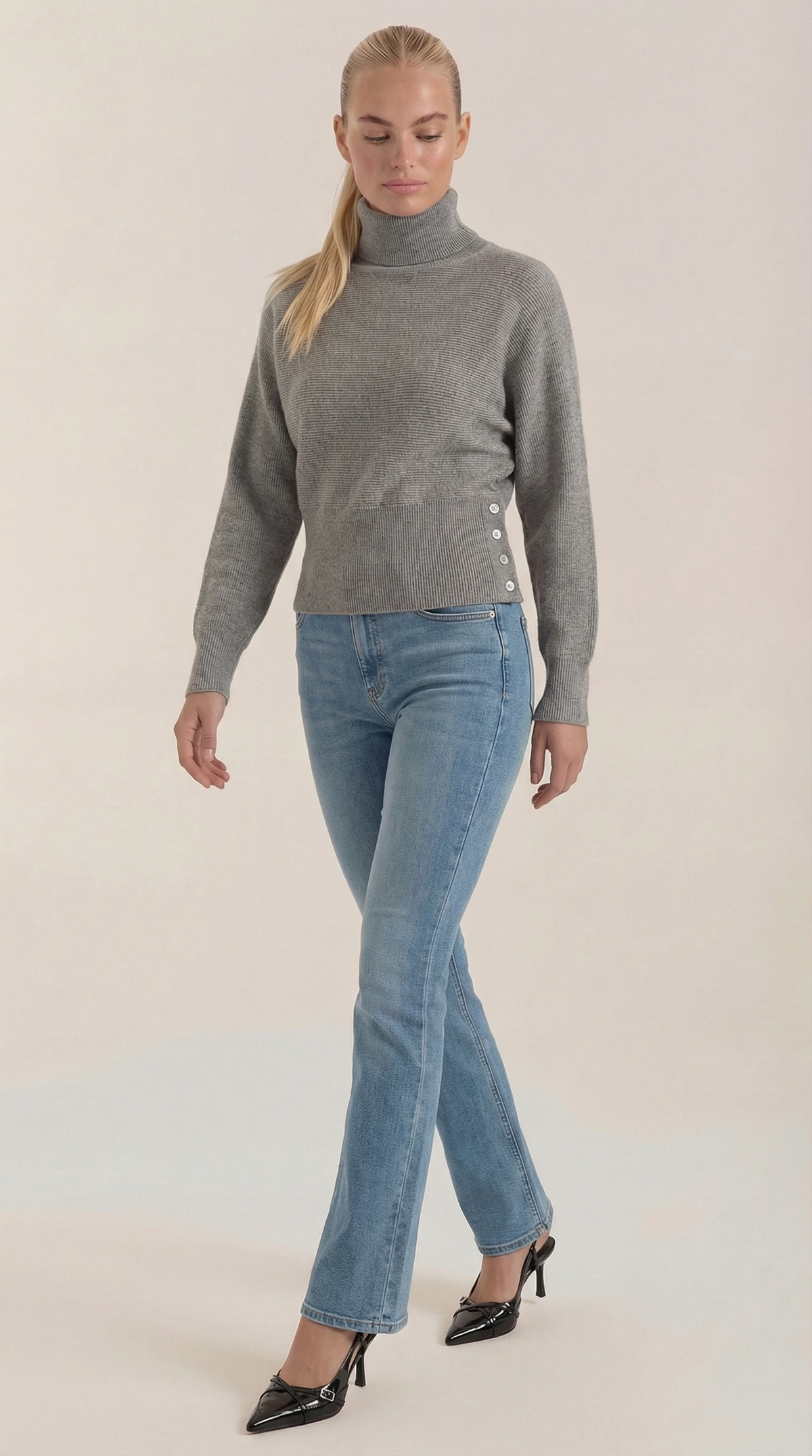 Leticia | Suéter de Cuello Alto con Textura Acanalada